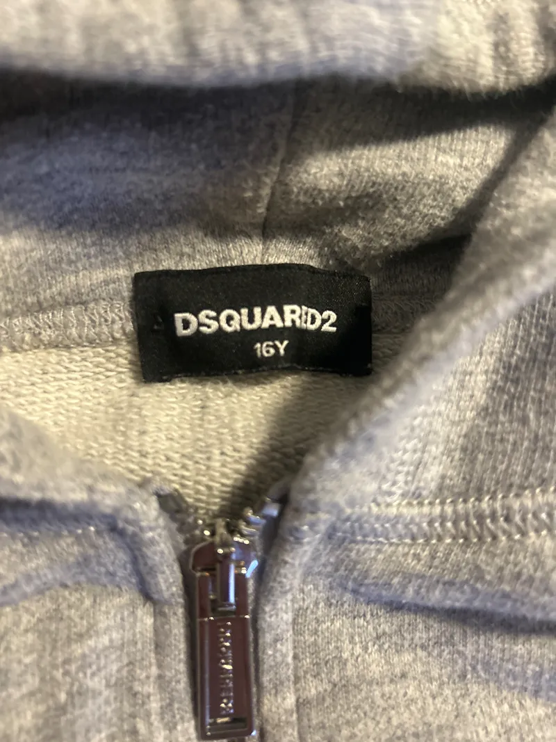 DSQUARED2 Kinder Sweatjacke Hoodie Gr. 158/16Y Grau Logo Kapuze 2