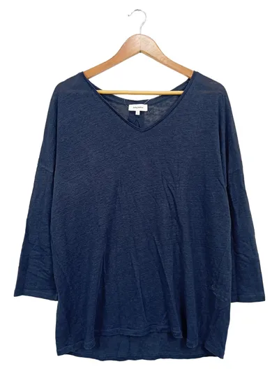 Darling Harbour Damen Langarmshirt Blau Leinen Gr. L Casual
