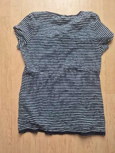 Tom Tailor Damen T-Shirt Gr. M Gestreift Blau Weiß Maritim Bindedetail