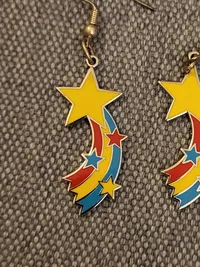 Lady Luck Rules OK Stern Meteor Ohrringe Damen Mehrfarbig Metall Bunt 6cm 3