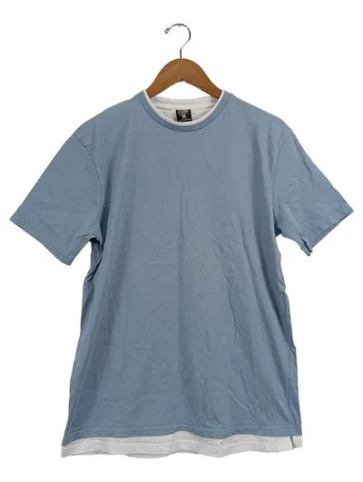 FSBN Herren T-Shirt Gr. M Hellblau Layered Look Casual Relaxed Fit
