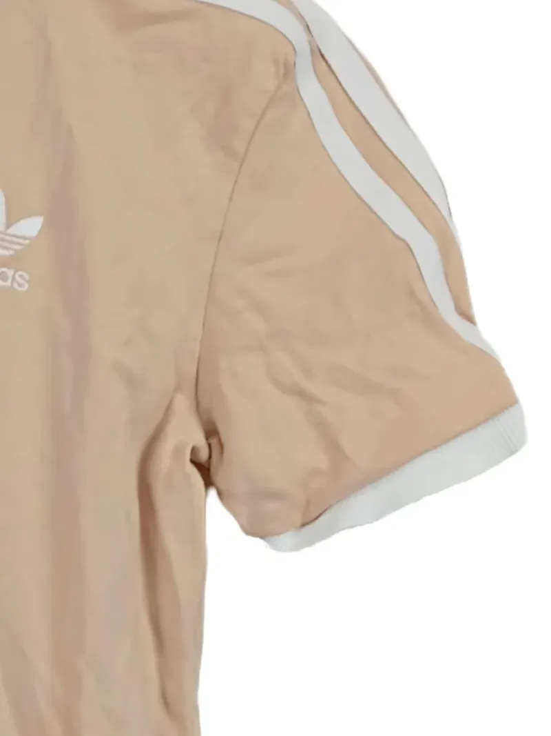 adidas Originals Damen T-Shirt Gr. 34/XS Beige Streifen Logo Baumwolle Freizeit 3