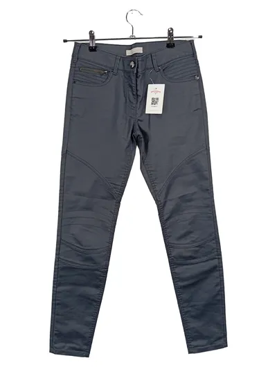 Stefanel Damen Jeans Straight Leg W26/34 Grau Modern Biker-Stil