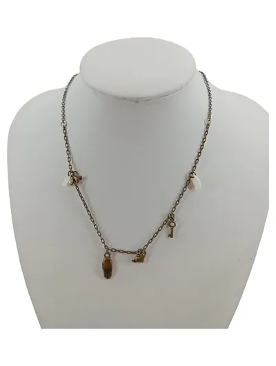 French Connection Damen Halskette Gold Vintage mit Eule Herz Anhängern 44cm