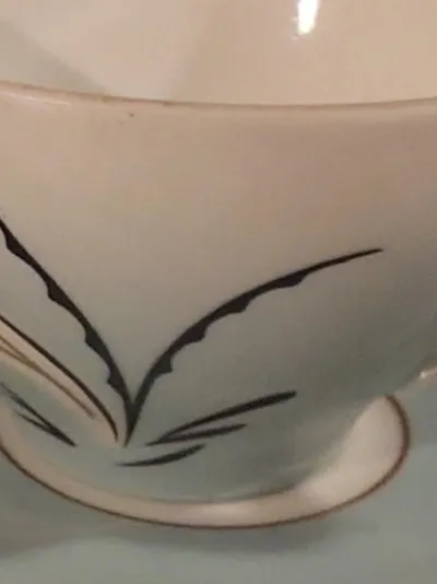 Leuchtenburg Tasse mit Untertasse Porzellan Handgemalt Gold Vintage