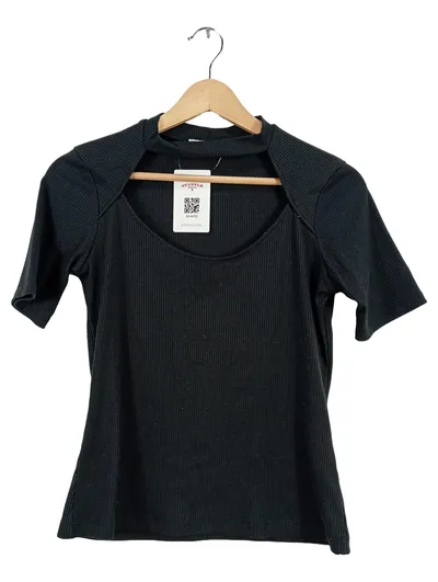 ZARA TRAFALUC Damen Rippstrick Top Cut-Out Schwarz Gr. S 36