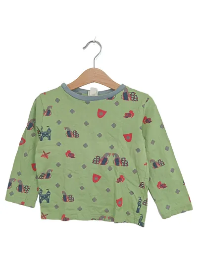 ALANA Kinder Langarmshirt Gr. 98 Grün Casual mit Ritter & Burg Muster