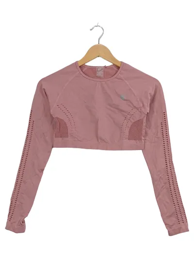 Oceans Apart Damen Sport Shirt Langarm Rosa Gr. M Lochmuster Polyamid