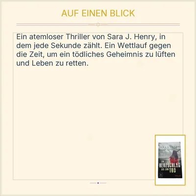 Ein Herzschlag bis zum Tod - Sara J. Henry Thriller Taschenbuch dtv
