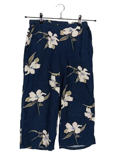Soyaconcept Damen Caprihose XS Blau Viskose Blumenmuster Stoffhose Casual