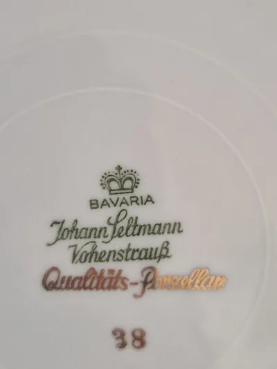 JOHANN SELTMANN VOHENSTRAUSS Suppenteller Porzellan Weiß Goldrand Klassisch