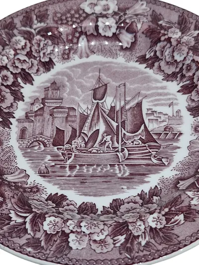 Wedgwood Ferrara Kuchenteller Vintage Mehrfarbig Keramik Teller