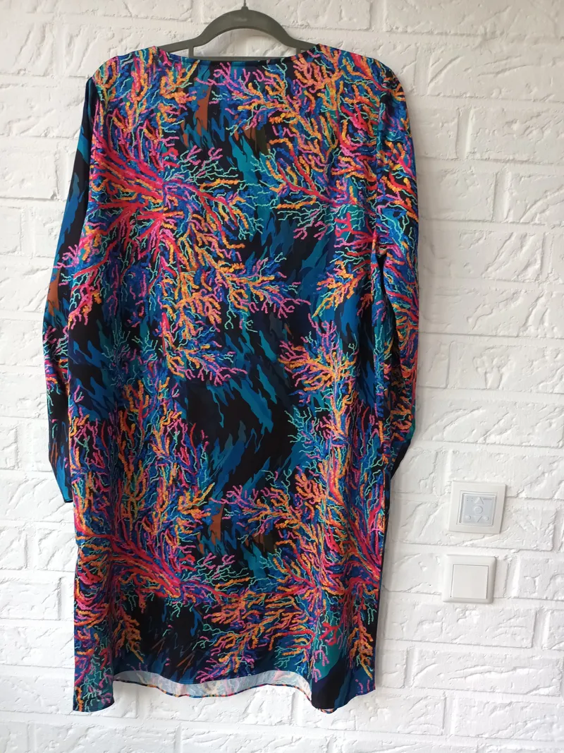 ANNI FOR FRIENDS Damen Freizeitkleid Gr. 42 Mehrfarbig Korallenmuster Langarm 2
