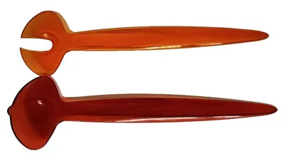 Tupperware Salatbesteck 2-teilig Orange Rot Vintage Kunststoff 29cm