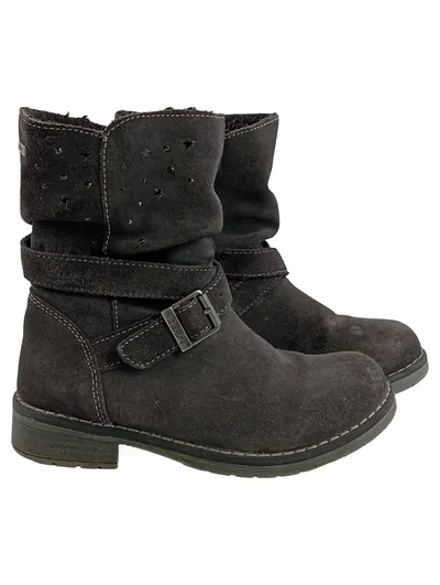 Lurchi Mädchen Stiefel Gr. 31 Braun Leder Sterne Schnallen Casual Alltag