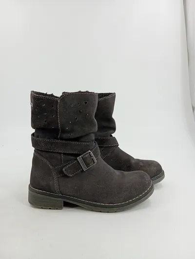 Lurchi Mädchen Stiefel Gr. 31 Braun Leder Sterne Schnallen Casual Alltag