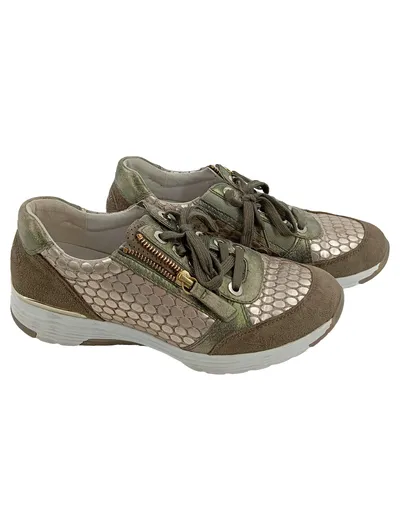 Gabor Damen Sneaker low Gr. 38 Modisch Mehrfarbig Metallic Reißverschluss