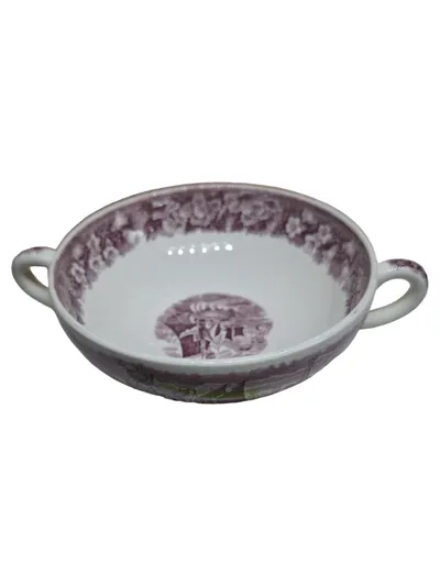 Wedgwood Ferrara Suppentasse Vintage Porzellan Lila Landschaftsdekor