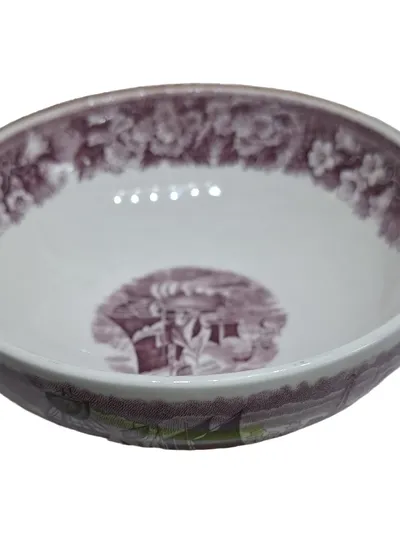 Wedgwood Ferrara Suppentasse Vintage Porzellan Lila Landschaftsdekor