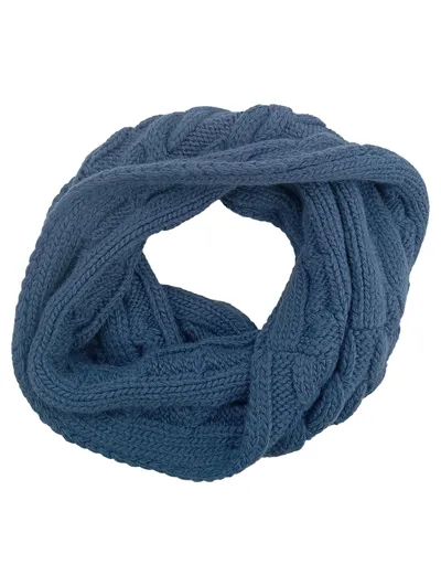 Finn Flare Damen Strickschal Loop Zopfmuster Blau Polyacryl Wolle