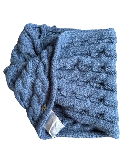 Finn Flare Damen Strickschal Loop Zopfmuster Blau Polyacryl Wolle