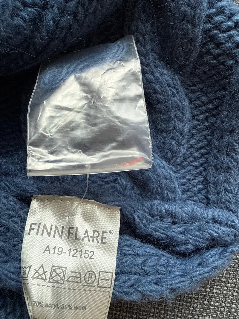 Finn Flare Damen Strickschal Loop Zopfmuster Blau Polyacryl Wolle 6