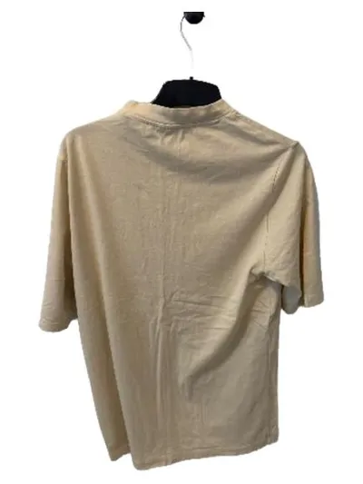ASOS Herren T-Shirt Gr. S Beige Basic Stehkragen Baumwolle
