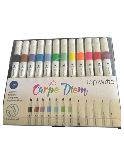 TOPWRITE Filzstifte Carpe Diem 12er Set Mehrfarbig Doppelseitig Marker