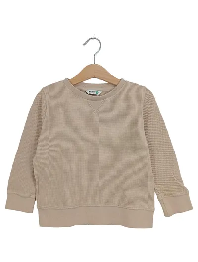 Cubus AS Kinder Langarmshirt Gr. 104 Beige Basic Waffeloptik