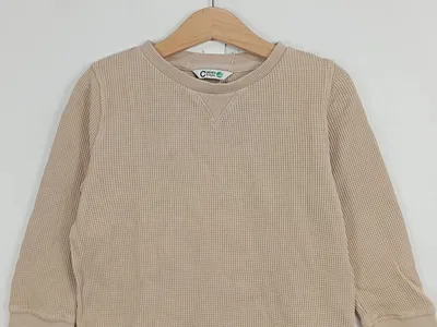 Cubus AS Kinder Langarmshirt Gr. 104 Beige Basic Waffeloptik