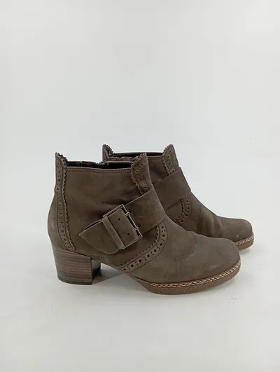 Gabor Damen Stiefeletten Gr. 37 Braun Casual Reißverschluss Schnalle