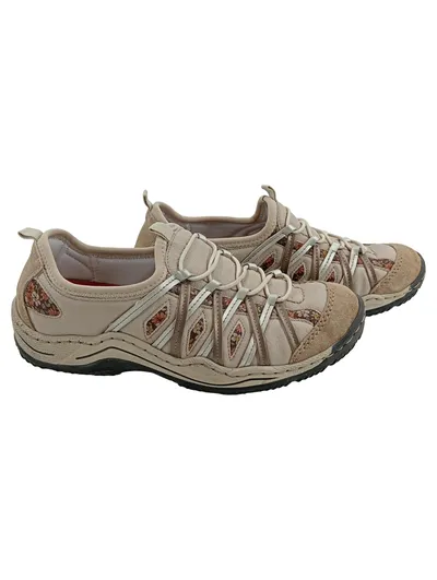 Rieker Damen Outdoorschuhe Sneaker Gr. 37 Beige Floral Muster