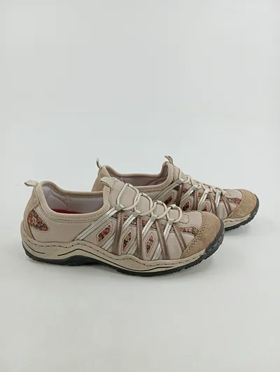 Rieker Damen Outdoorschuhe Sneaker Gr. 37 Beige Floral Muster