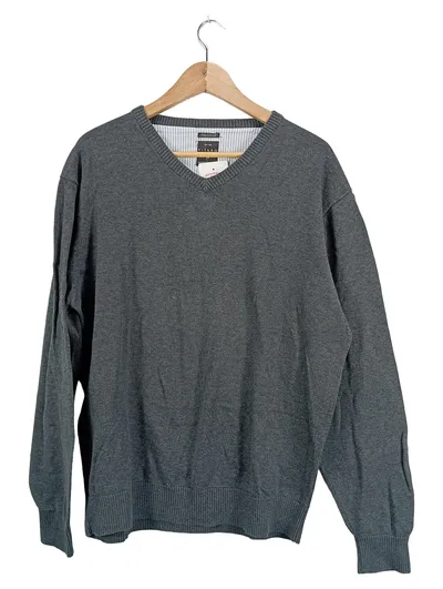 Kitaro Herren Pullover V-Ausschnitt Pima Baumwolle Grau Gr. XL