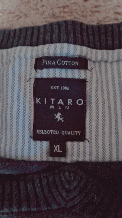Kitaro Herren Pullover V-Ausschnitt Pima Baumwolle Grau Gr. XL