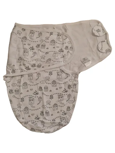 Amazing Baby Pucktuch Swaddle Wickeltuch Gr. S 0-3 Monate Häuser Weiß