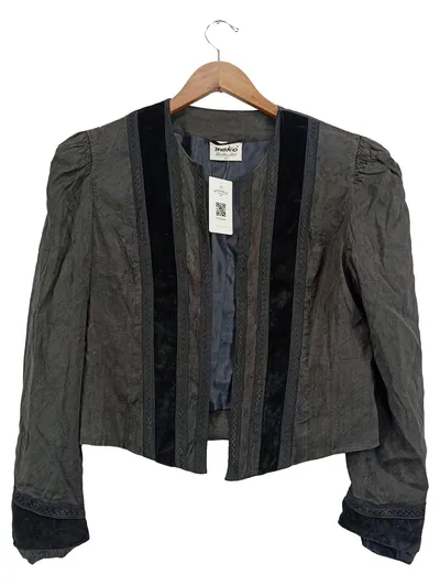 Meico Damen Blazer Jacke Gr. 42/XL Grau Vintage Seide Elegant