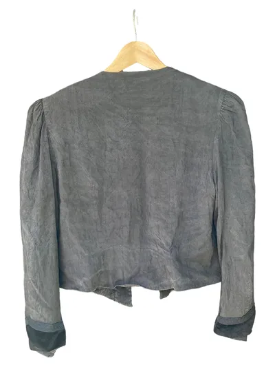 Meico Damen Blazer Jacke Gr. 42/XL Grau Vintage Seide Elegant