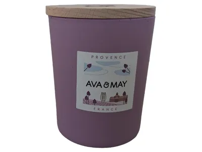 AVA & MAY Provence Duftkerze Lila 250g mit Holzdeckel Modern