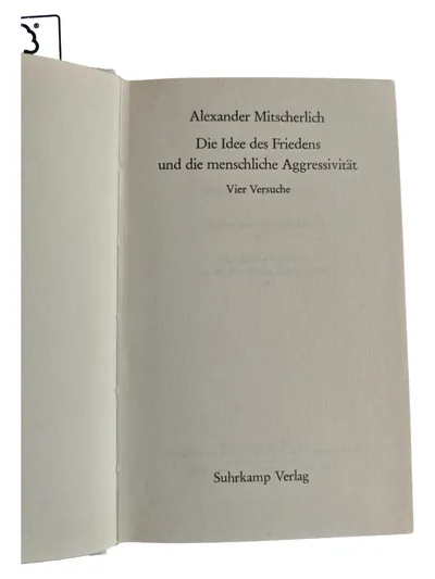Alexander Mitscherlich Frieden Aggressivität Essays Suhrkamp Taschenbuch Deutsch