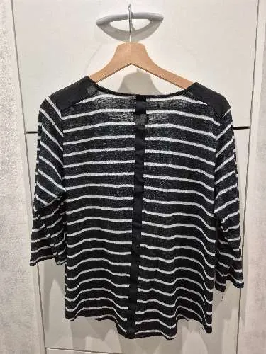 W5 Damen Langarmshirt Gestreift Schwarz Weiß Gr. 40/L Casual