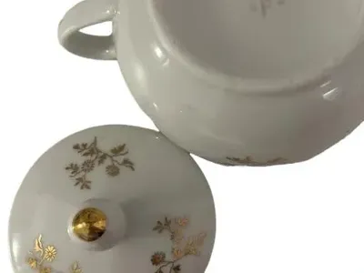 Bavaria Zuckerdose Weiß Porzellan Klassisch mit Blumenmuster