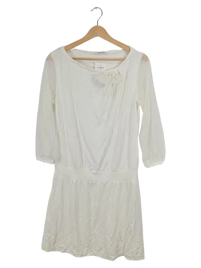 MIRASTERN Damen Sommerkleid Gr. 38 Weiß Spitzenärmel Romantisch