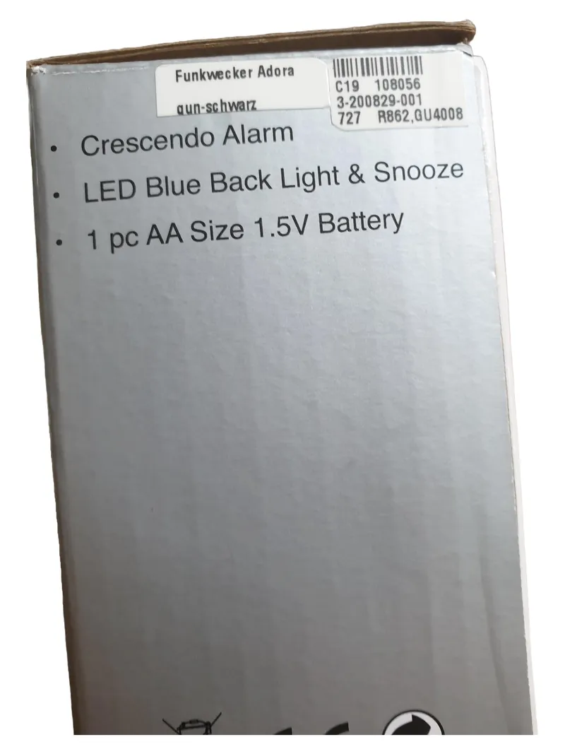 Adora Funkwecker Radiowecker Grau R862 Funkgesteuert Snooze LED Licht 2