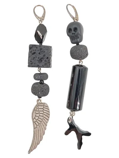 body_cult_laboratory Ohrringe Schwarz Totenkopf Flügel Gothic Urban Damen