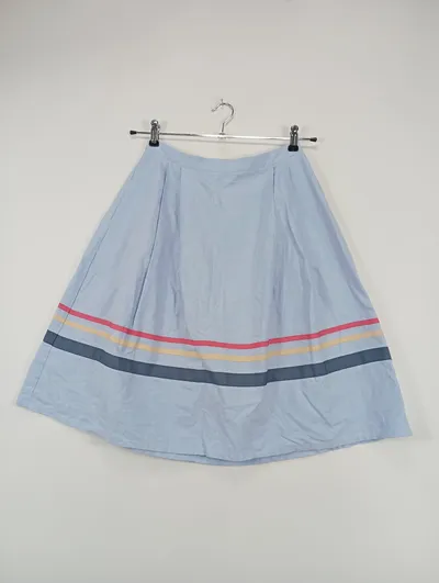 mint&berry Damen Faltenrock Midirock Baumwolle Streifen Mehrfarbig Gr. 38