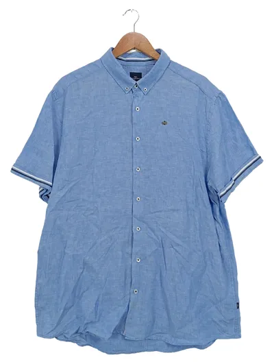 Engbers Herren Freizeithemd Leinen Blau Casual Kurzarm XXL