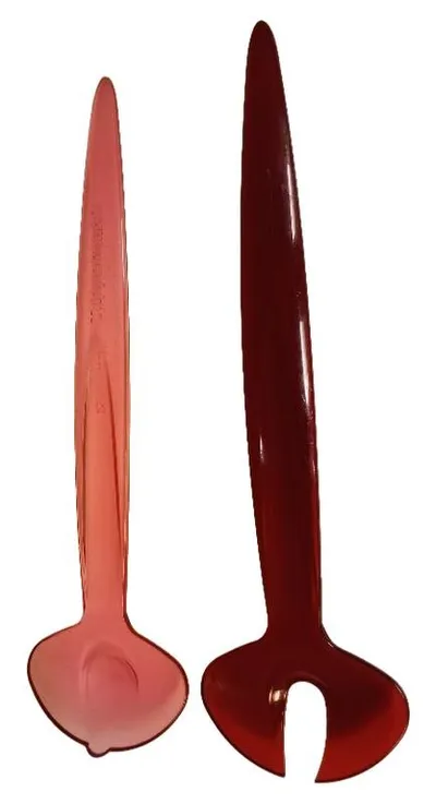 Tupperware Salatbesteck Set 2-teilig Rot Rosa Kunststoff 29cm