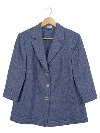 Atelier Creation Damen Blazer Jacke Gr. 40 Blau Meliert 3/4-Arm