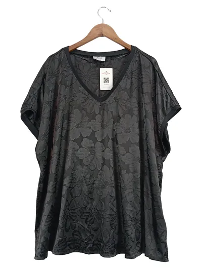 Zizzi Damen T-Shirt Schwarz Blumenmuster V-Ausschnitt Gr. 40;L